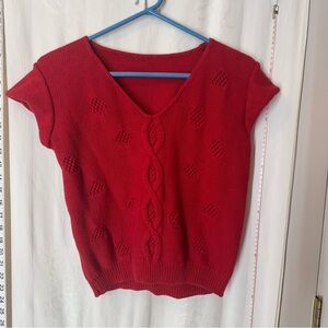 Vintage Women's Short Sleeved Cable Knit Sweater
